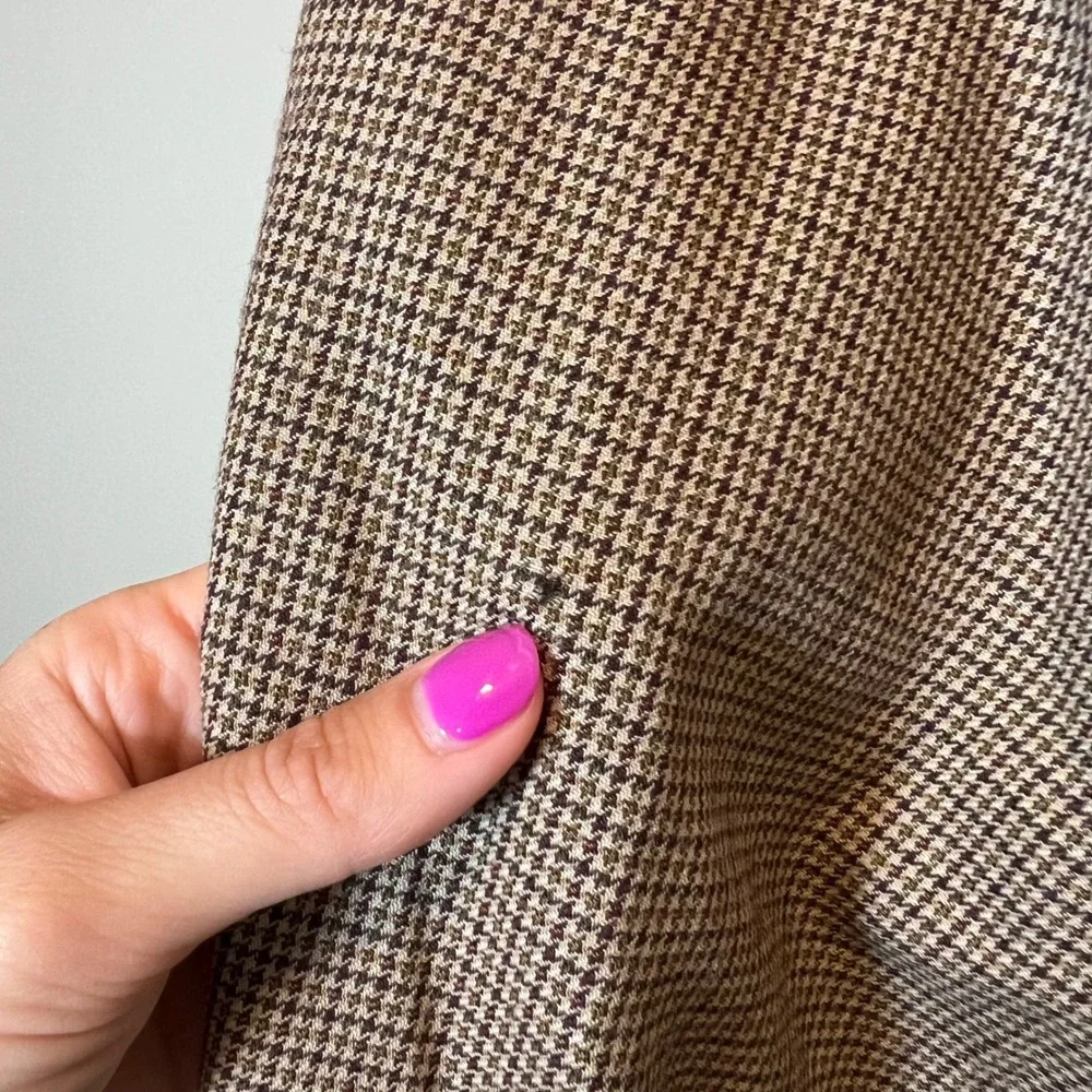 J. Crew Women's Brown Houndstooth Straight Leg Trousers Plaid Dress Pants 6